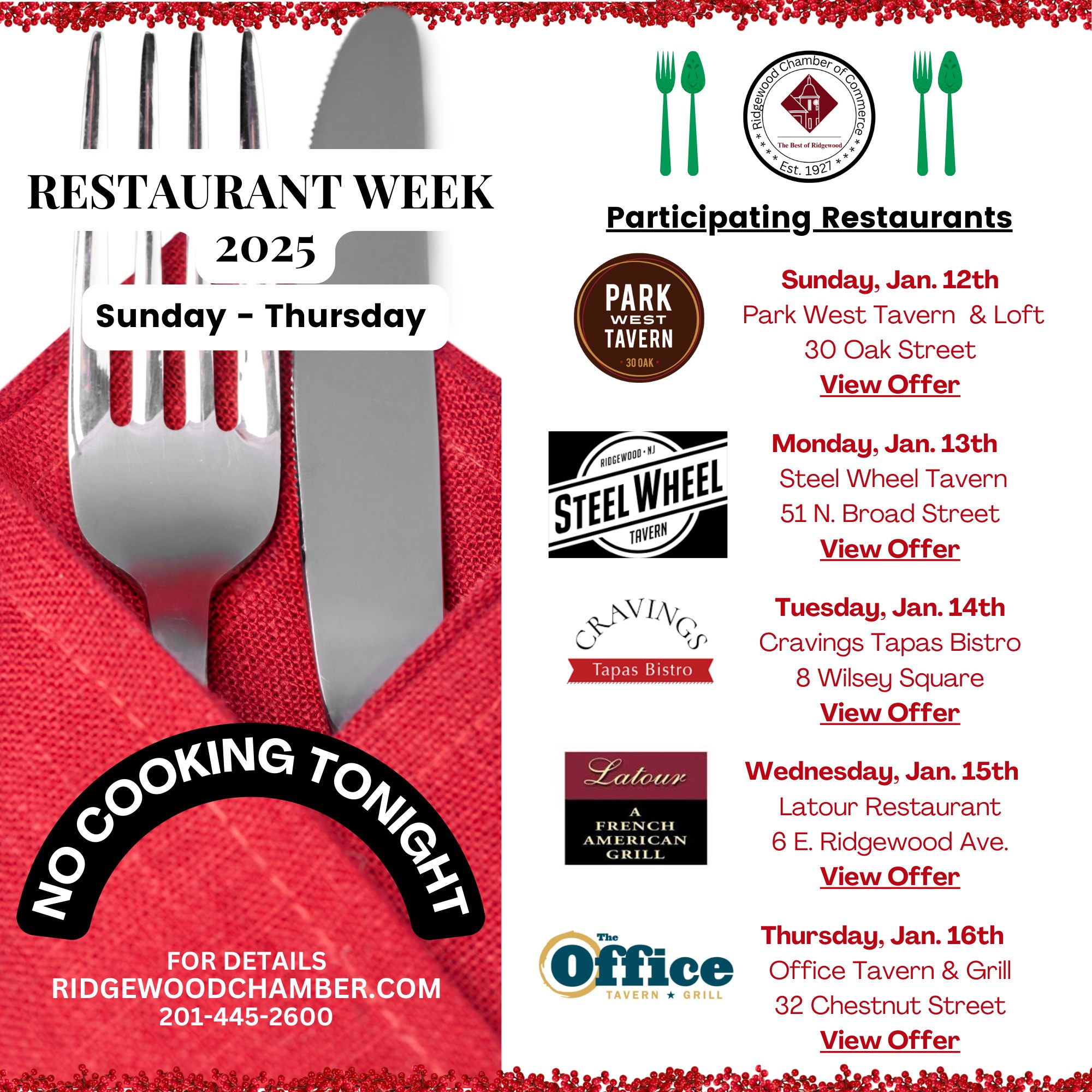 Ridgewood Restaurant Week 2025