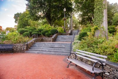Park Bench in Small Town Ridgewood New Jersey