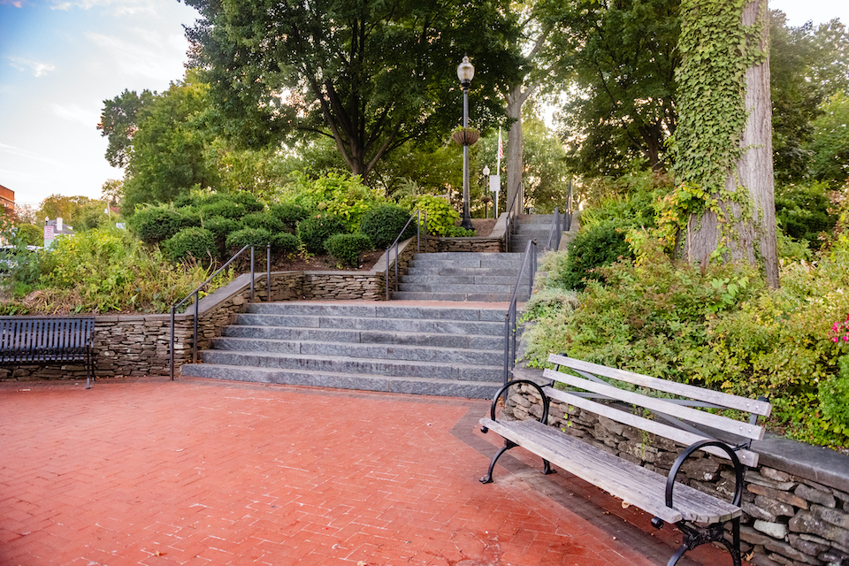 Park Bench in Small Town Ridgewood New Jersey